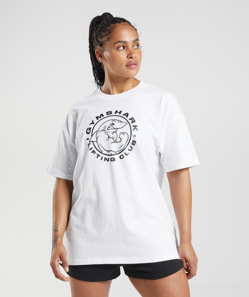 Women\'s Gymshark Legacy Oversized T-Shirts White | NZ 6NIBZM